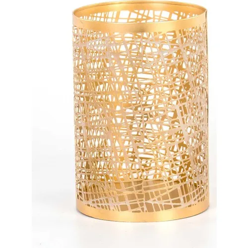 Euro Flora Gold Color Candle Holder Lantern Metal 15x22 cm