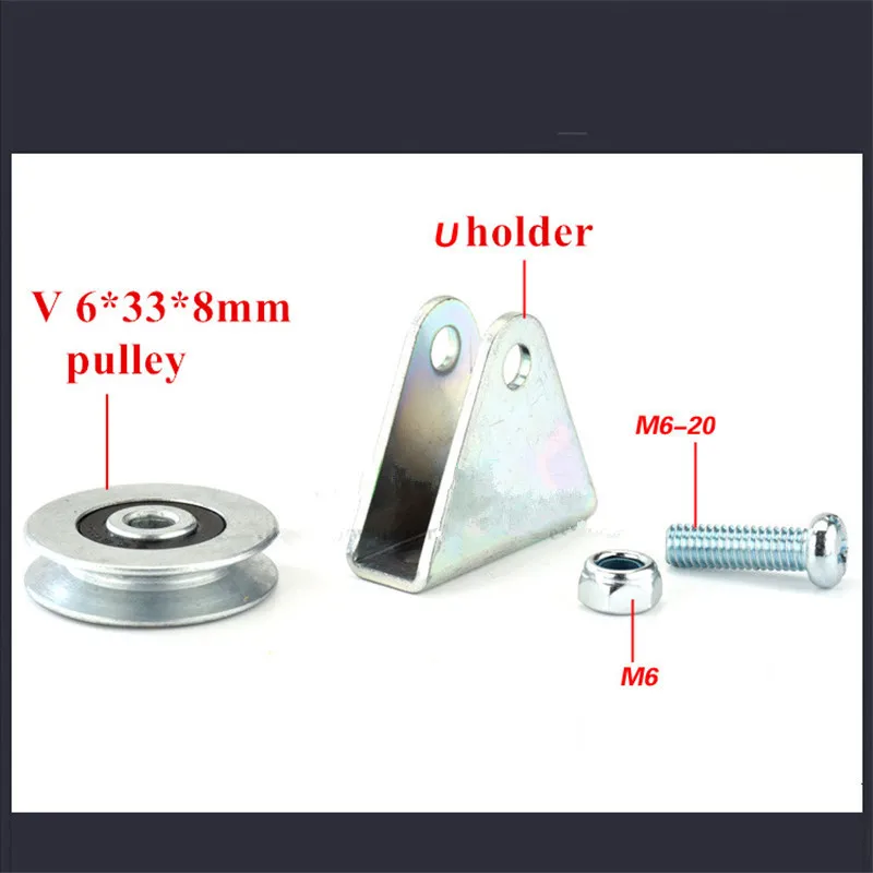 6*33*8mm V trough lifting wheel, bearing pulley, Yuanbao rack / Tripod wire rope guide wheel, rolling pulley