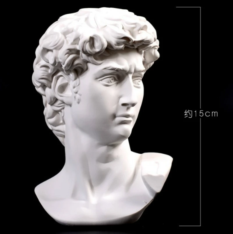 15cm David Statue Head Portraits Mini Gypsum Michelangelo Home Decoration Resin Art Craft Sketch Practice Room Decor sculpture