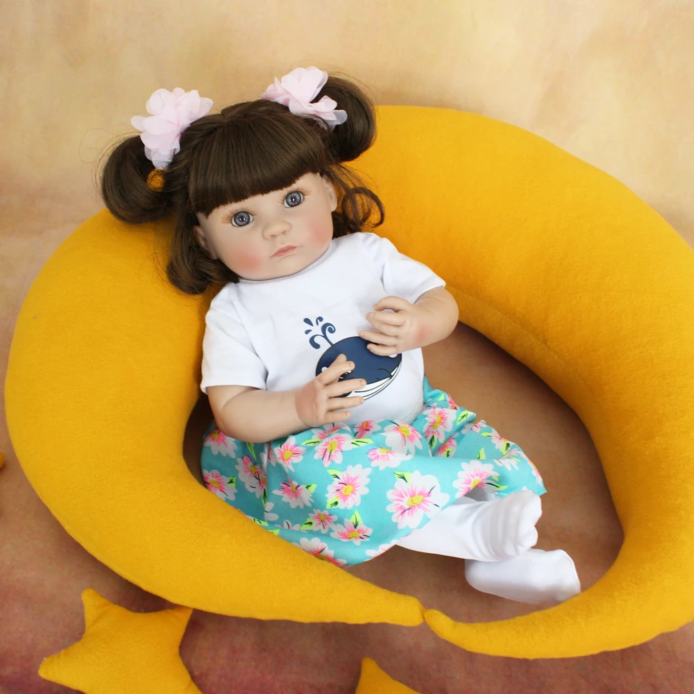 

40 CM Full Silicone Body Reborn Doll For Girl Vinyl Mini Newborn Babies Boneca Child Dress Up Bathe Toy Birthday Gift