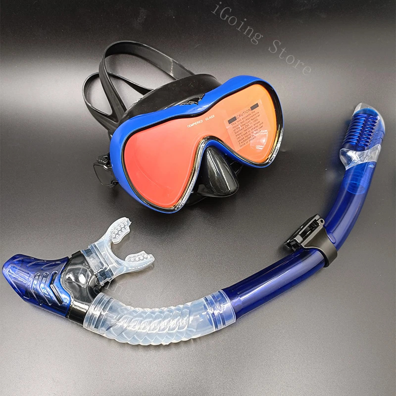 Mirror Lens Diving Mask Snorkel Set Anti-fog Wide Vision Snorkeling Full Breath Tube Swimming Goggles Equipment Adult Women Men