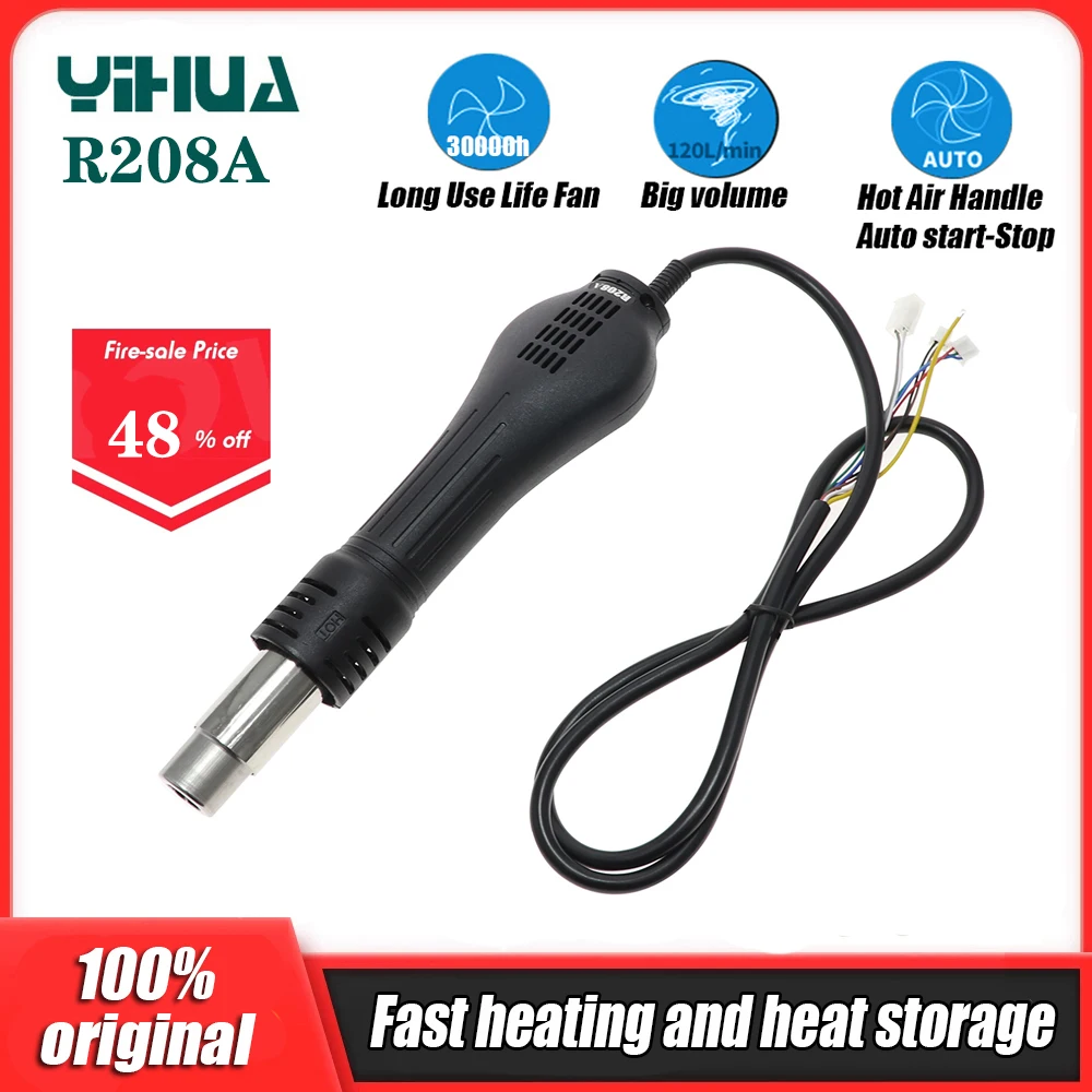 YIHUA R208A for 850B 850A 857D 858 858D 878 Digital Adjustable Soldering Station BGA Hot Air Rework Station Hot Air Handle Repl