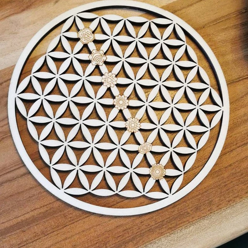 10pcs Laser Cut Wooden Living Room Home Decor Flower of Life 7 chakras adjourned Conscious Meditation Wood Wall Art