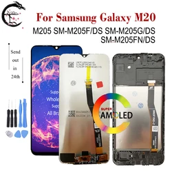 Super AMOLED For SAMSUNG Galaxy M20 LCD Display M205 With Frame SM-M205F/DS M205G M205FN Screen Touch Sensor Digitizer Assembly