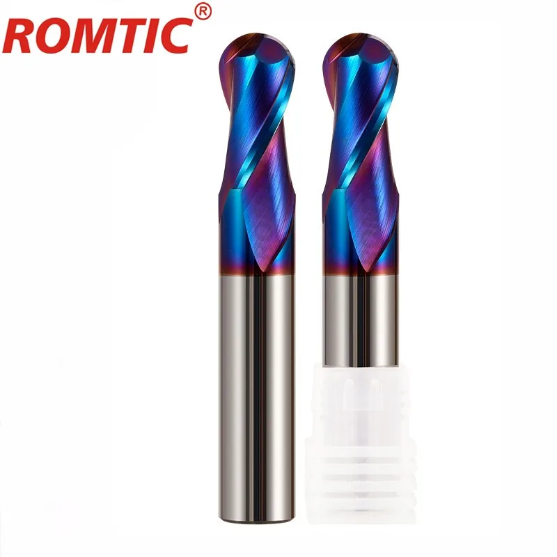 Milling Cutter HRC70 Ball Nose Alloy Nano-Coating Tungsten Steel Tools Cnc Maching Wholesale ROMTIC Hardness Machine Cutters