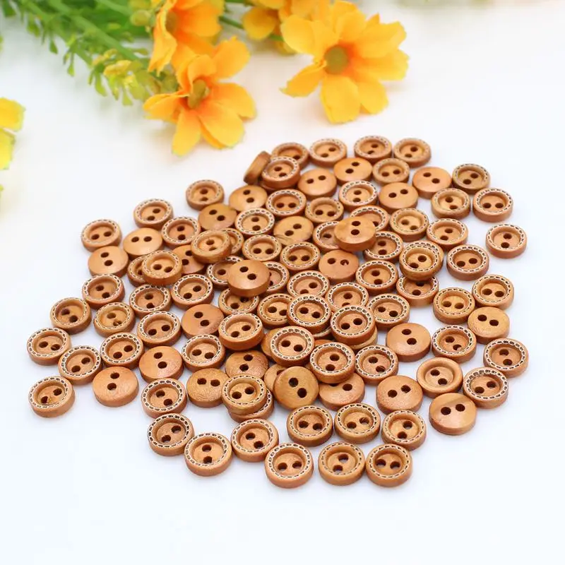 100 or 200pcs 8mm Mini Wooden Buttons for Crafts Sewing Accessories Clothing Supplies Home Decor 4 Holes