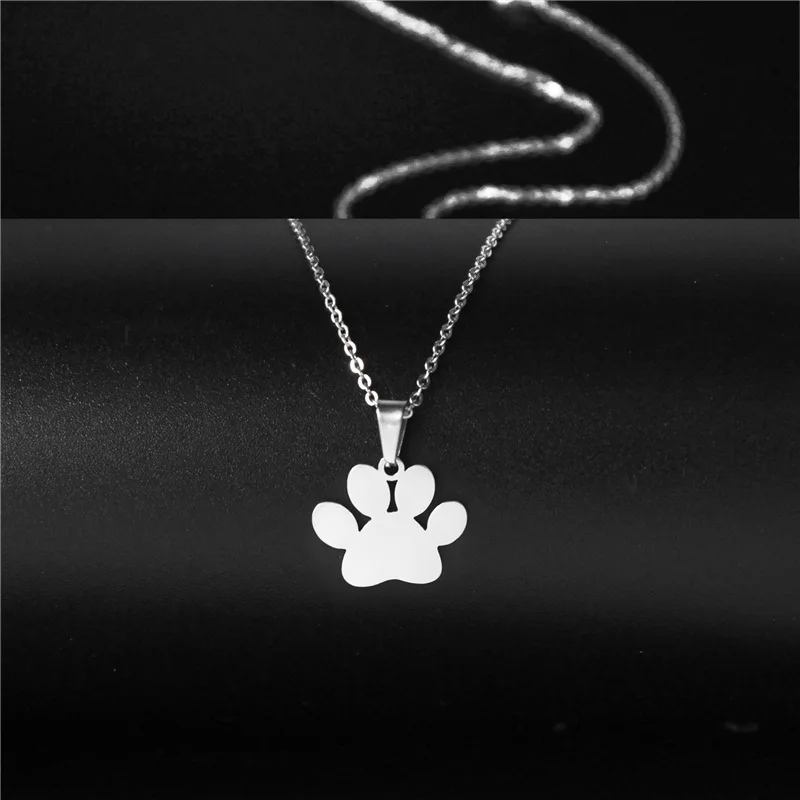 Stainless Steel Trendy Cute Bear Paw Dog Cat Claw Necklace Animal Footprint Necklaces for Women Love Jewelry Pet Lovers Gift