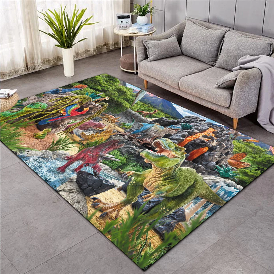 dinosaur Shaggy Anti-Skid Floor Mat 3D Carpet Non-slip rug Dining Room Living Room Soft Child Bedroom Mat Carpet Home Decor 016