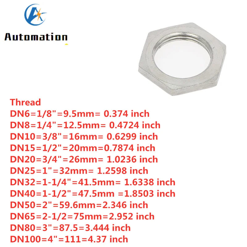 Pipe Fitting Stainless Steel ss 304 Hex Nuts Hex Nuts 1/8\