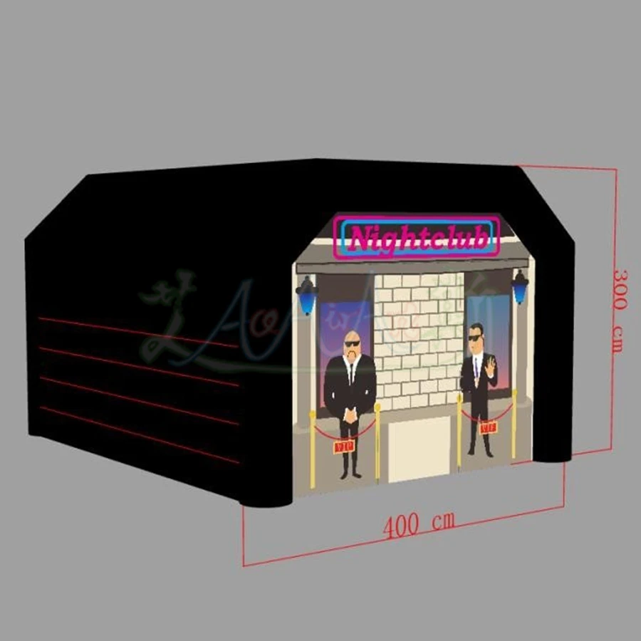 Nuevo estilo, venta al por mayor, 5m de largo x 4m de ancho x 3m de H, tienda inflable para club nocturno, tienda de campaña para alquiler de palabras, tienda de discoteca para fiestas y eventos en el patio