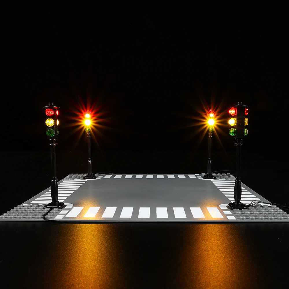 EASYLITE LED Street Traffic Signal Light For City Series Bricks Block Set Model