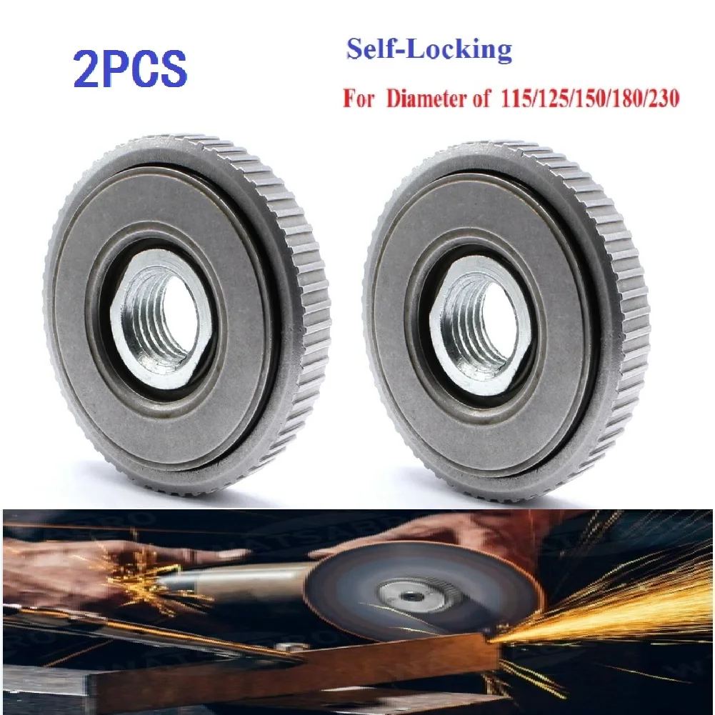 2pcs M14 나사 앵글 그라인더 액세서리 내부 외부 플랜지 너트 교체 퀵 릴리스 Bosch Makita 용 전동 공구