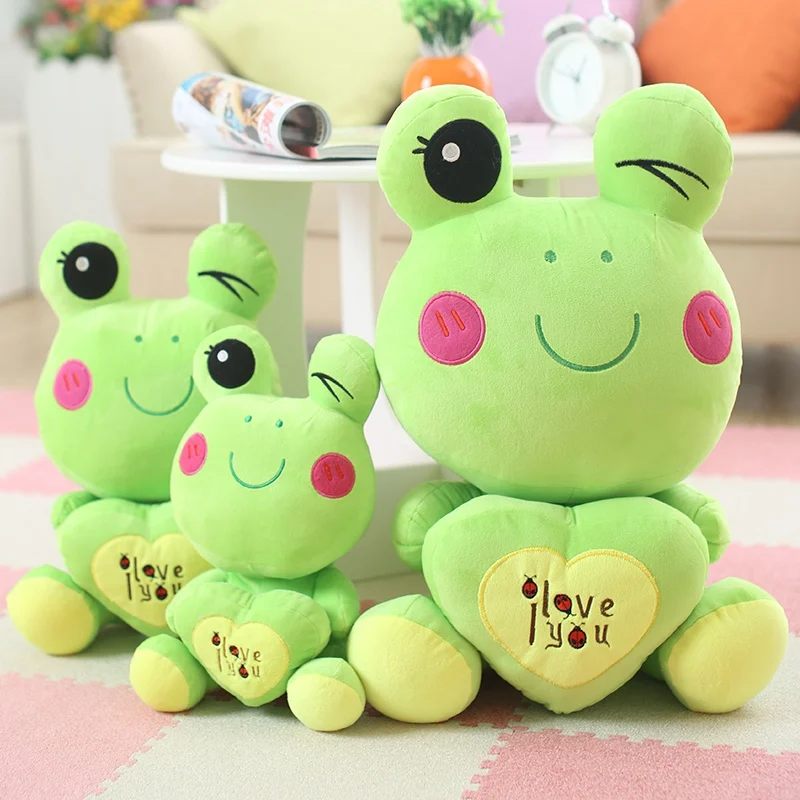 

1pc 35-65cm Lovely Frog Plush Toy Soft Cartoon Hold Heart Frog Stuffed Animal Doll Kids Sleeping Toys Children Birthday Presents