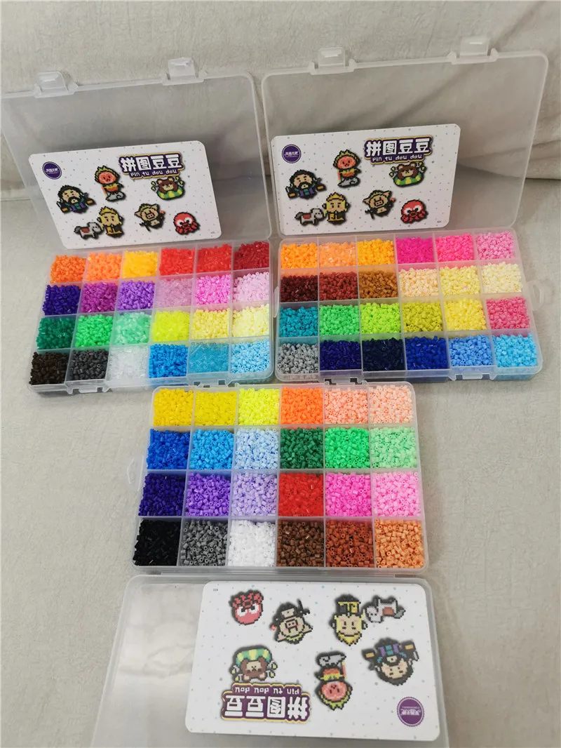 Perler Beads Kit 5mm/2.6mm Hama Bead Whole Set with Pegboard and Iron 3D Puzzle DIY Toy Kids Creative Handmade Craft Toy Gift