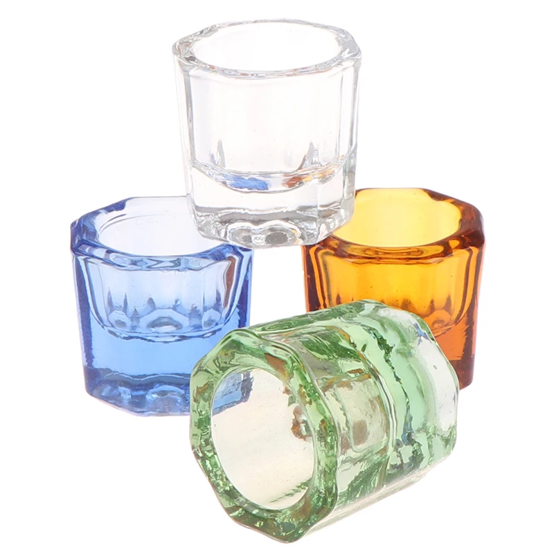 1PCS Dentistry Mixing Bowls Glass Dish Household Octagonal Cups Reconcile Cup For Dental Lab 4 Colors