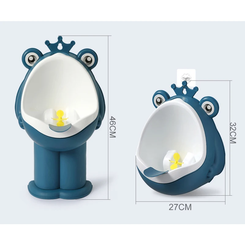 Orinatoio da toilette per bambini per bambini Cartone animato rana blu Ascensore a parete Orinatoio da toilette portatile facile da lavare Orinatoio da allenamento per WC