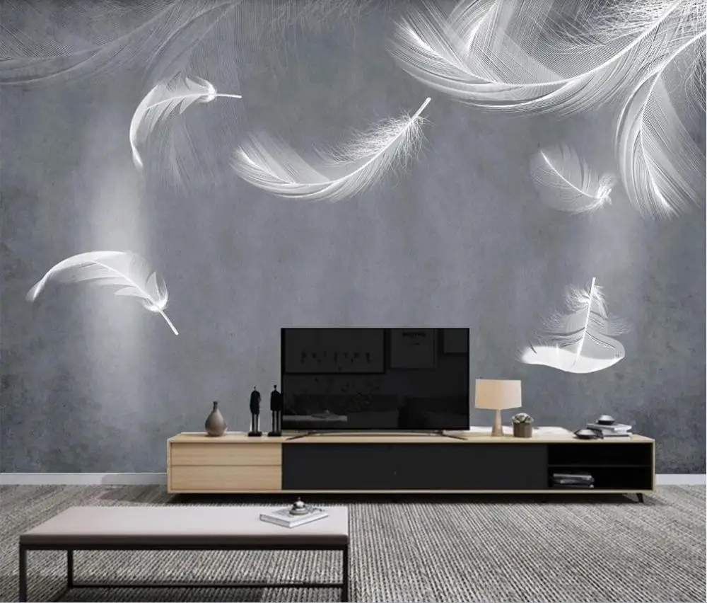 

XUE SU Customized large-scale murals / wallpapers / HD feathers Nordic style background wall material optional