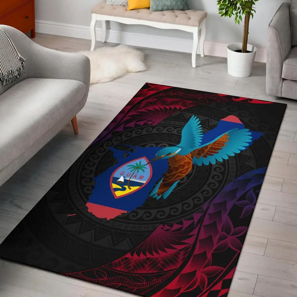 Guam Area Rug KingFisher Bird With Map Printed carpet Floor Mat Rug Non-slip Mat Dining Room Living Room Soft Bedroom Carpet