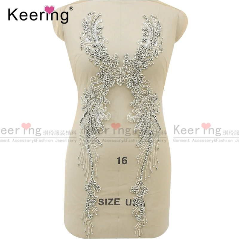 Keering Blingbling Silver Crytal Rhinestone Corpo para Vestido de Noiva