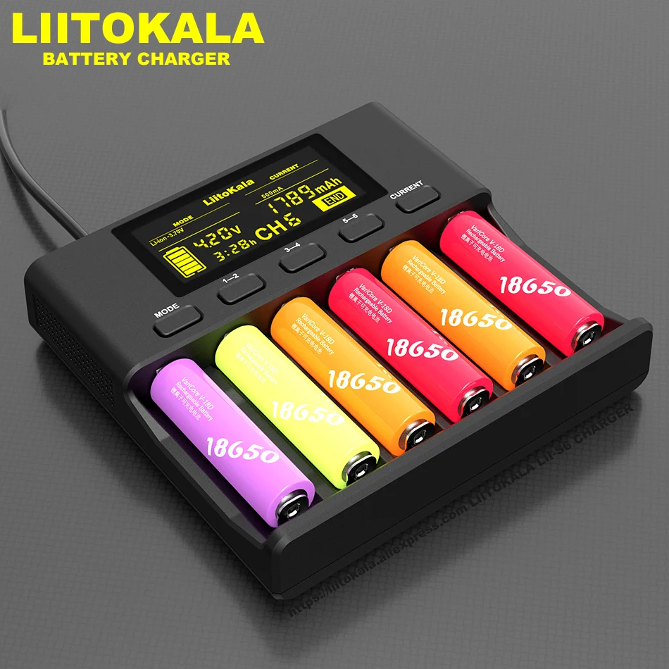 LiitoKala Lii-S6 Lii-PD4 Lii-500 ładowarka 18650 6-Slot Car polaryzacji wykrywania dla 18650 26650 21700 32650 baterie AA AAA