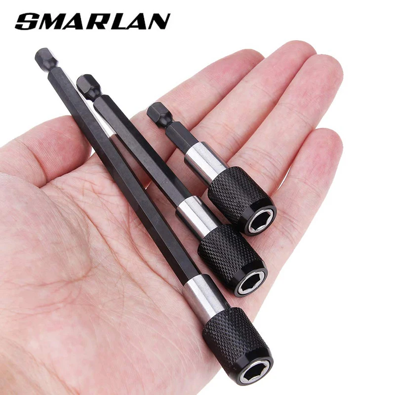 

SMARLAN 1/4 Inch Hex Shank Quick Release Screwdriver Magnetic Bit Holder With Adjustable Collar Extension Bar 60mm 100mm 150mm A