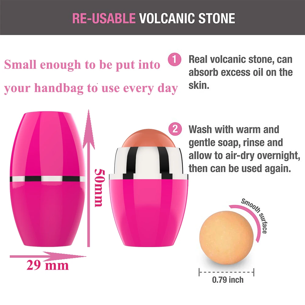 Face Oil Absorbing Roller Volcanic Stone Blemish Remover Mini Facial Shiny Changing Pores And Oil Removal Massage Artifact