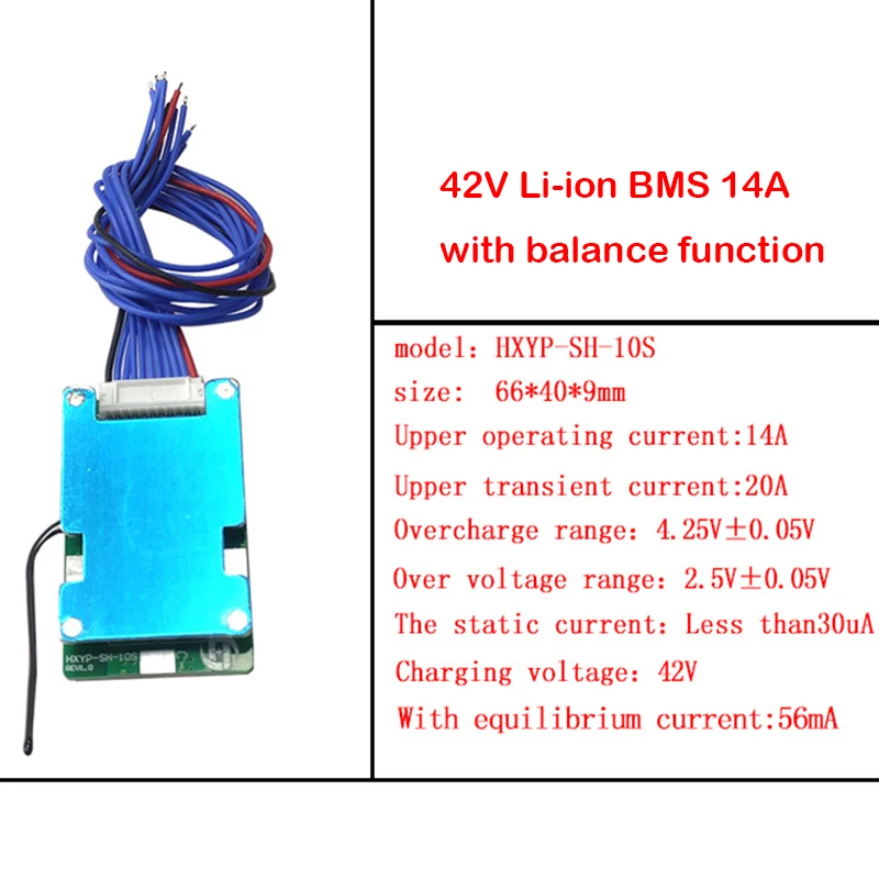 with Temperature Sensor 10S 42V BMS Lipo Li-ion Cell Pack 10 Series 36V 15A 20A Lithium Battery Protection Board Balance eBike