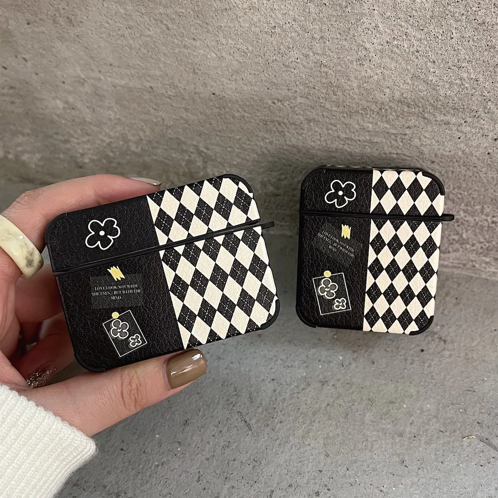 Funda de cuero con etiqueta de flores para auriculares Airpods 1, 2 Pro, 3. ª, bonita funda con gancho para auriculares Bluetooth