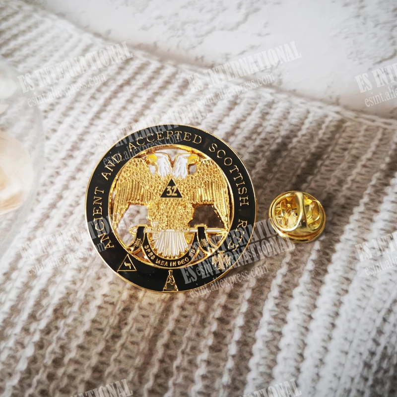 Masonic Lapel Pins Double-headed eagle Freemasonry Badge Mason Freemason BLM26 size 3.2cm Gold-plated business accessories
