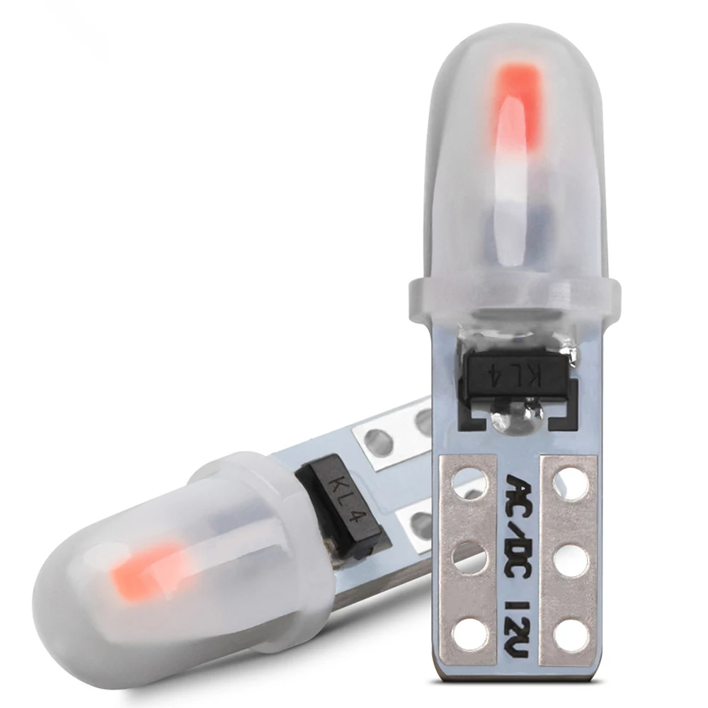 

10 шт., светодиодные лампы T5 W3W W1.2W для салона автомобиля, 12 В