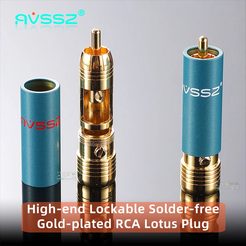 

AVSSZ Gold Plated RCA Connector RCA Lotus Male Plug Self-locking Solder-free Mixer Audio Video Wire Connector Support 11mm Cable