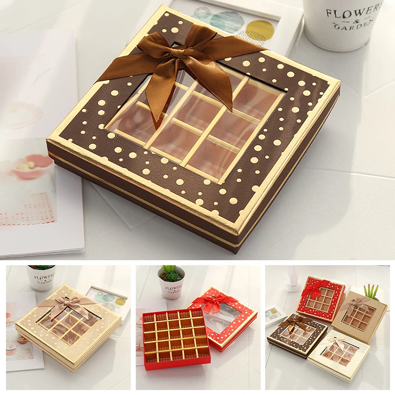 9/12/16/25 Grid Festive Chocolate Gift Box Valentine's Day Candy Transparent Carton Wedding Christmas Party Gift Packaging Box