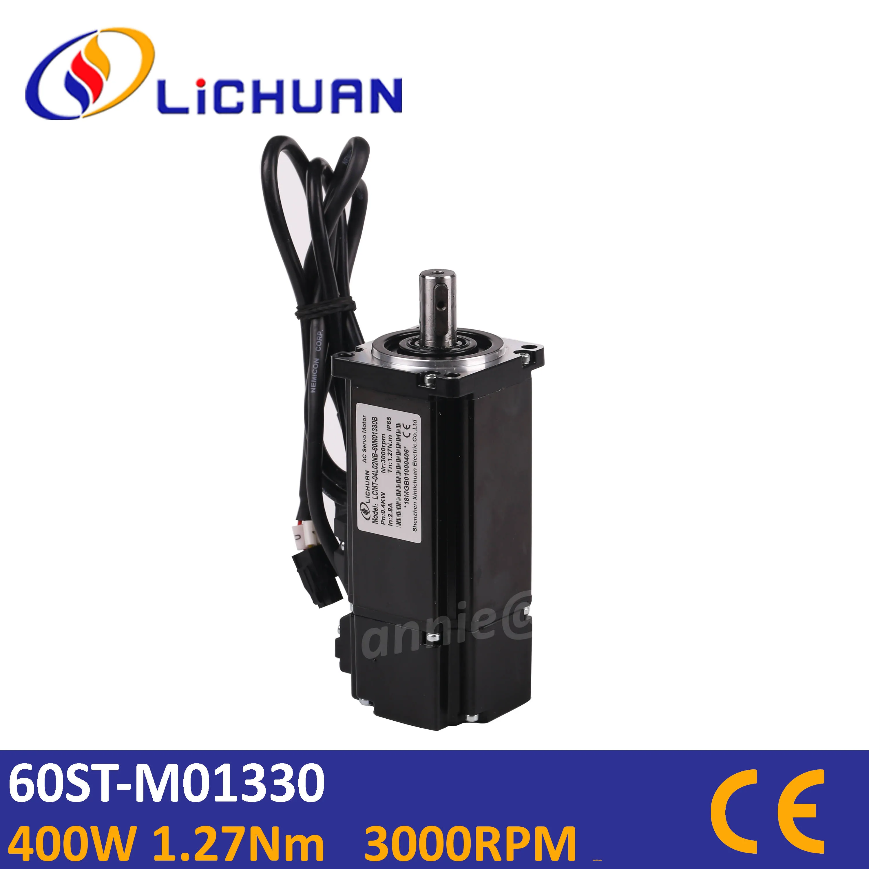 

Lichuan servo motor 400W 60ST-M01330C 3000RPM 1.27Nm with increamental encoder 2500ppr