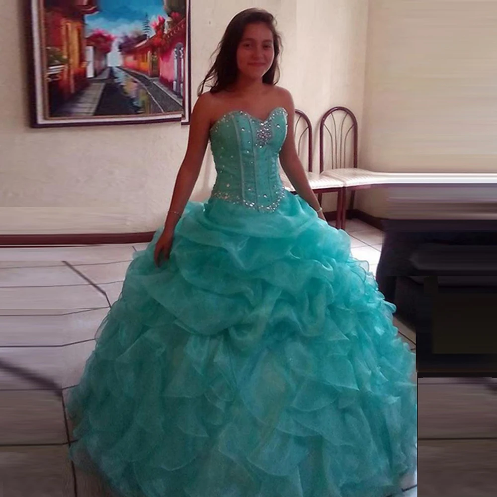 

Angelsbridep Ball Gown Organza Quinceanera Dresses 2021 Bling Beaded Sweet 16 Dresses Formal Prom Party Gown Vestido De 15 Anos