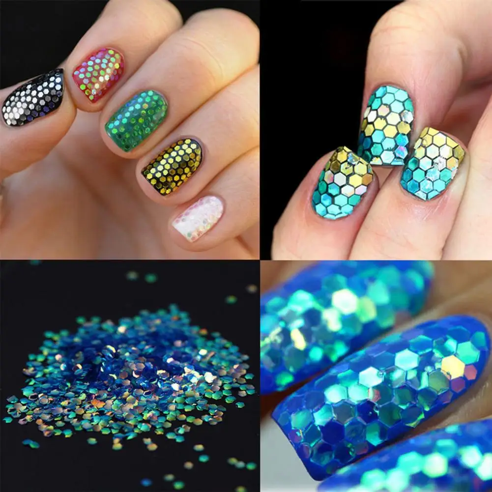 1 Bag Nail Art Sequins Easy to Use Holographic Fadeless Harmless Removable Shiny Nail Decals Sequin Multiple-use for Birthday