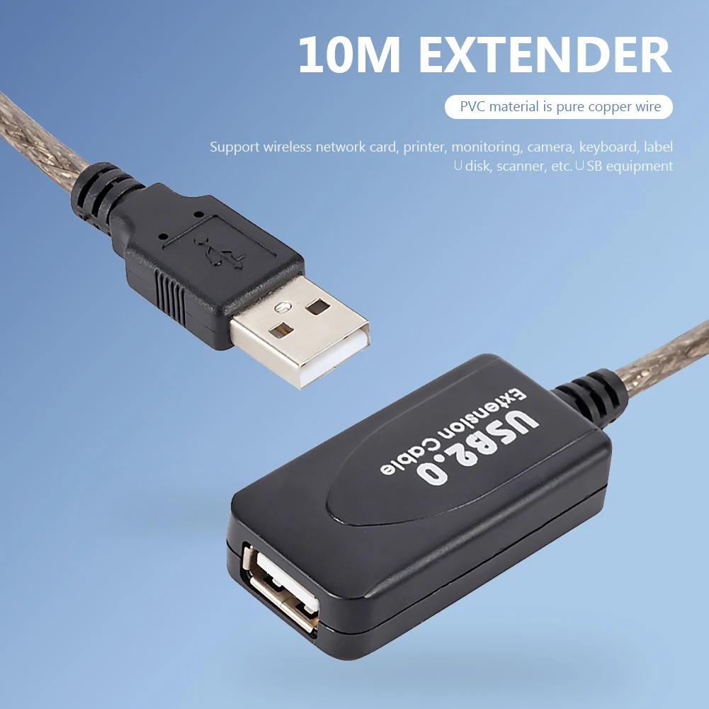 15M/10M/5M USB 2.0 Extension Cable High Speed Male To Female Extension Cord Wire USB Repeater Adapter for PC Laptop Keyboard