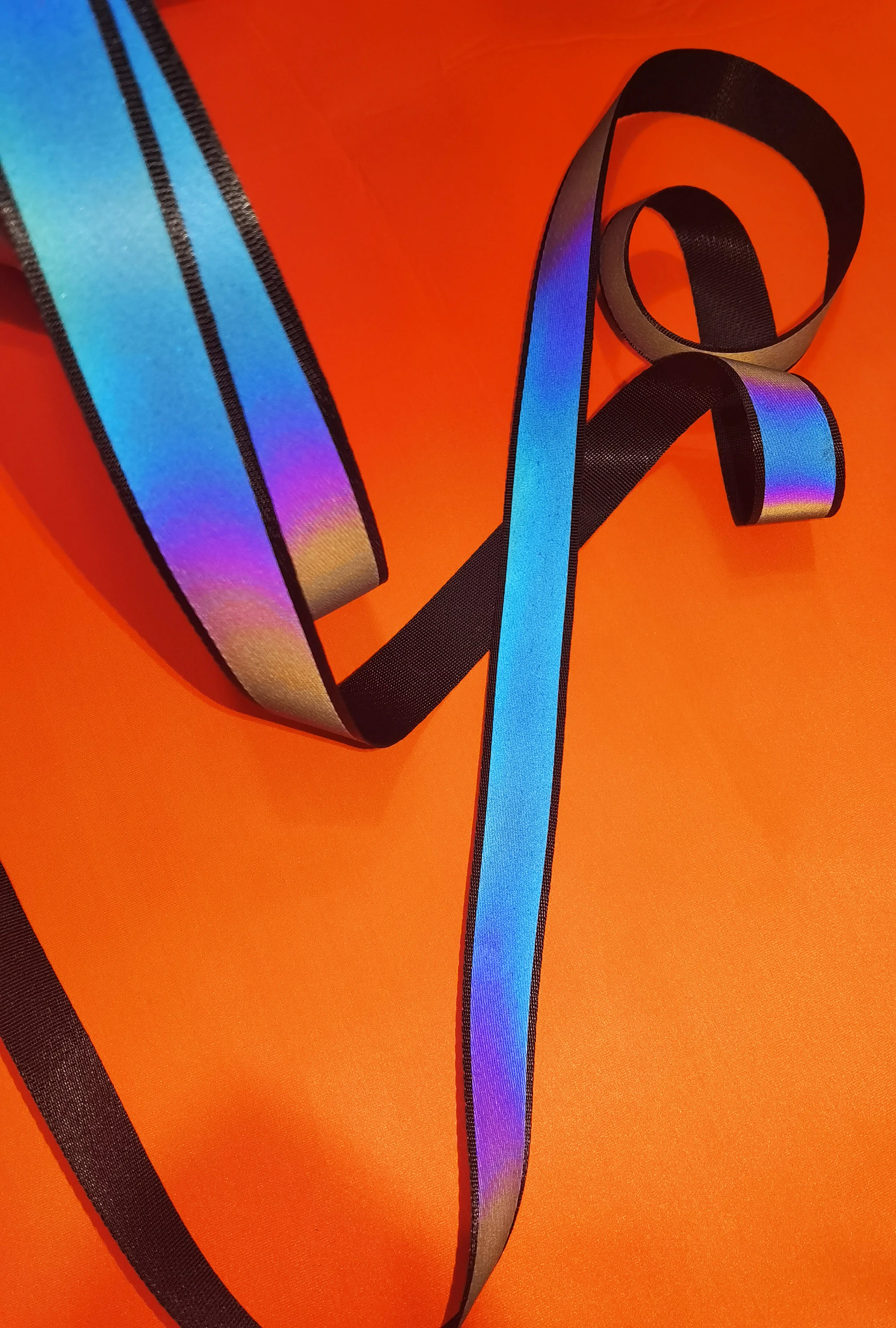 2.5cm High Bright Black Ribbon Rainbow Reflective Webbing  Sewing On Clothing  Garment Accessories Bags Shoulder Strap 5 Meters