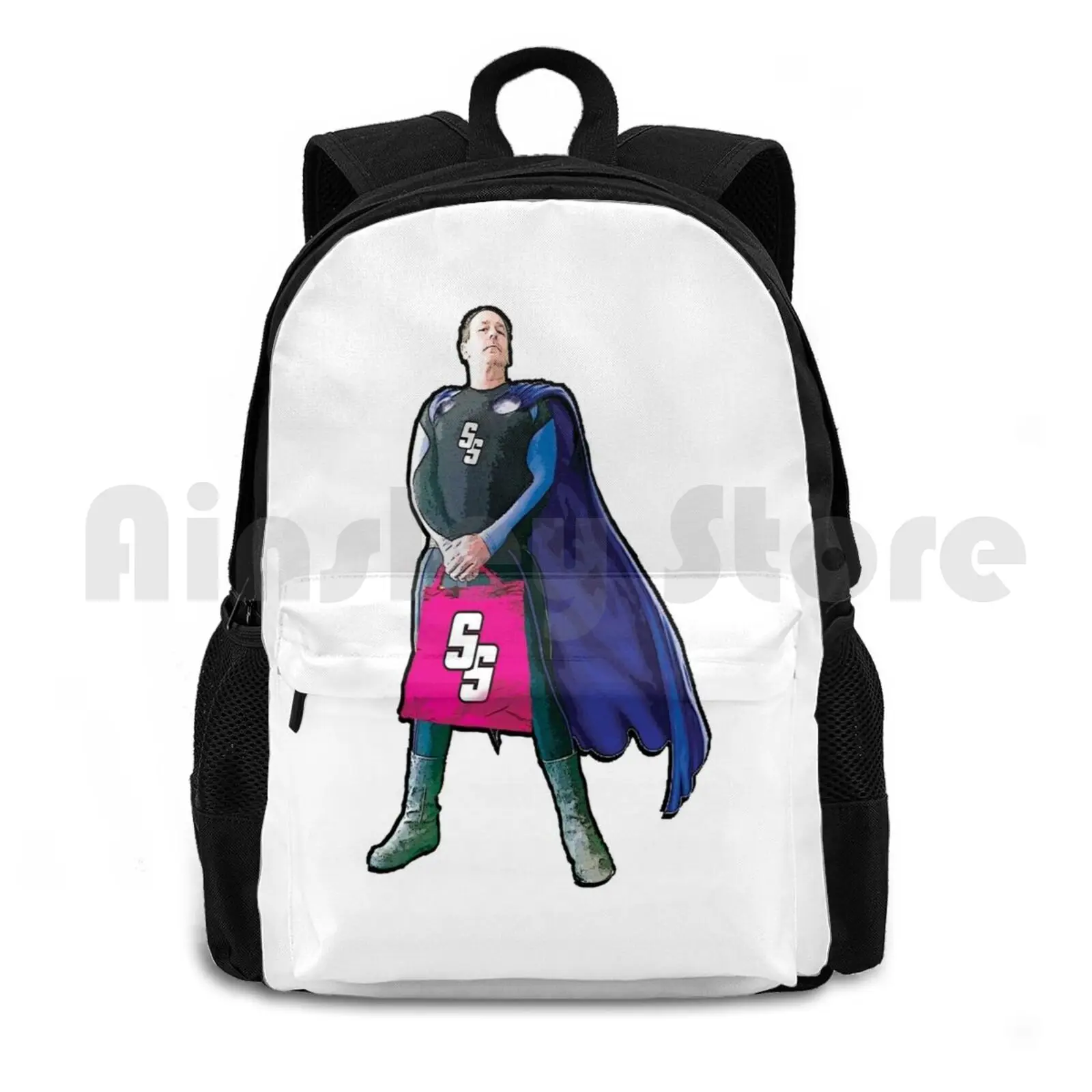 Super Shopper Outdoor Hiking Backpack Riding Climbing Sports Bag Superhero Super Shopper Hero Cartoon Shop Shopping Store Cape