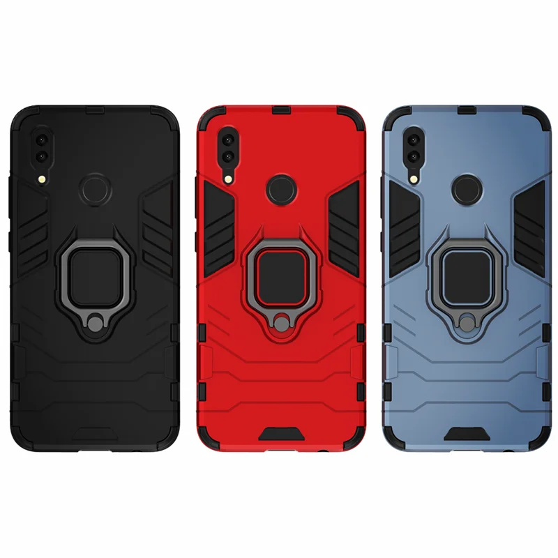 Shockproof Armor Case for Huawei, Ring Holder, Stand Cover, Huawei P Smart 2019, Psmart 2019, POT-LX1, POT-LX3