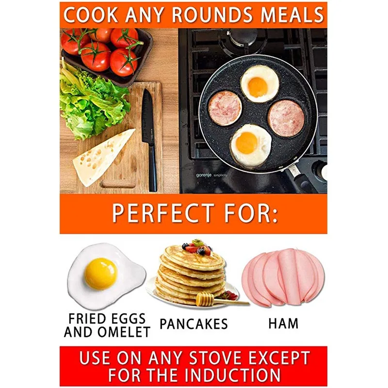 WALFOS Non-Stick Copper Frying Pan with Ceramic Coating Induction Cooking Oven Dishwasher Safe Kitchen Accessories Cooking Tools