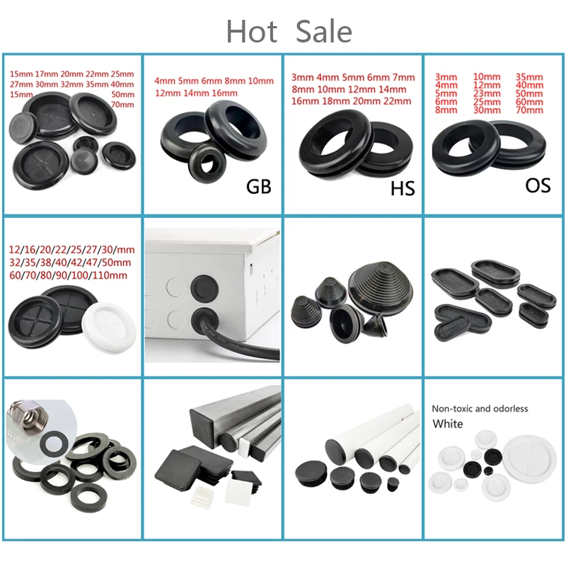 10/50pcsDouble Sided Protect Rubber Grommet Ring6/12/23/25/30/35/40/50/60mm OS Non-toxic Odorless Rubber Gasket For Protect Wire