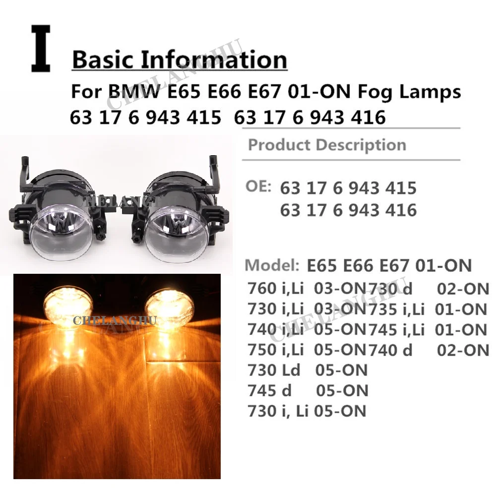 Fog Lamp For BMW 7 Series E65 E66 730 740 745 d 735 745 760 2005 2006 2007 2008 Front Fog Lights Fog Lamp with Bulbs