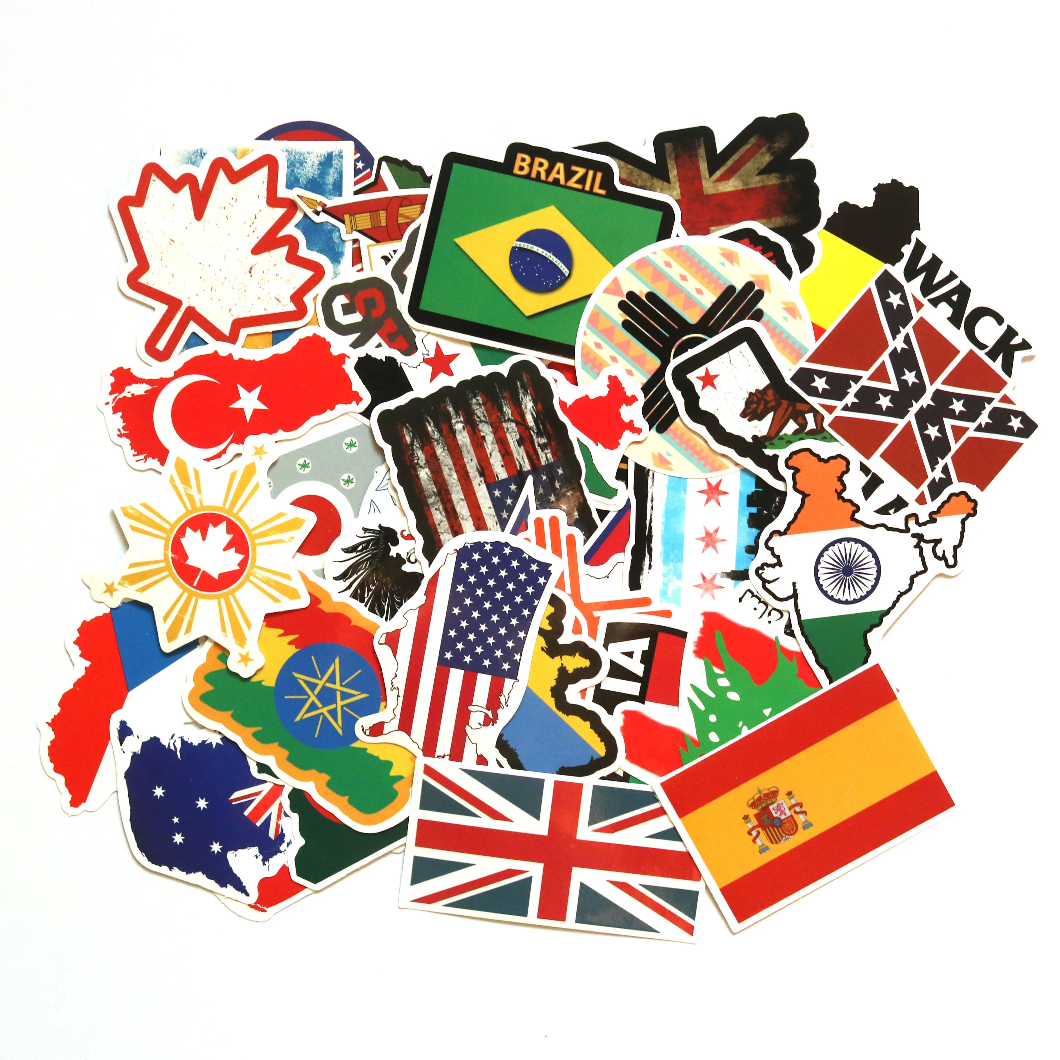 10/30/52PCS National Flags Stickers For Waterproof Decal Laptop Motorcycle Luggage Snowboard Fridge Phone Car Sticker