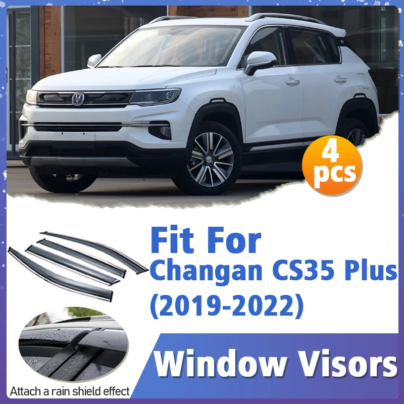 

Window Visor Guard for Changan CS35 Plus 2019-2022 Vent Cover Trim Awnings Shelters Protection Sun Rain Deflector Accessories