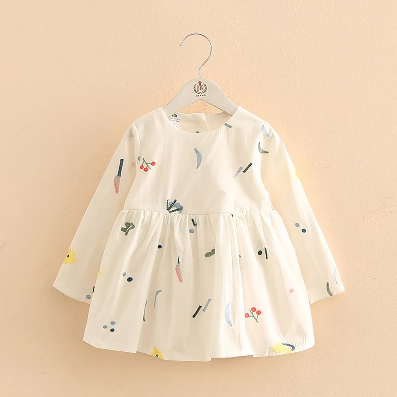 

2022 Spring Autumn 2 3 4 6 8 10Years Children Clothes Kids College Style Embroidery Long Sleeve Princess Dresses For Baby Girl