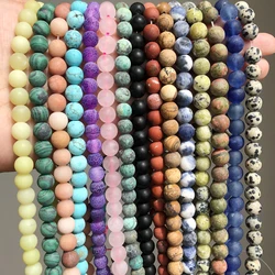 Natural Matte Turquoises Howlite Frosted Agates Amazonite Quartz Mineral Loose Stone Beads for Jewelry Making DIY Bracelet 15''