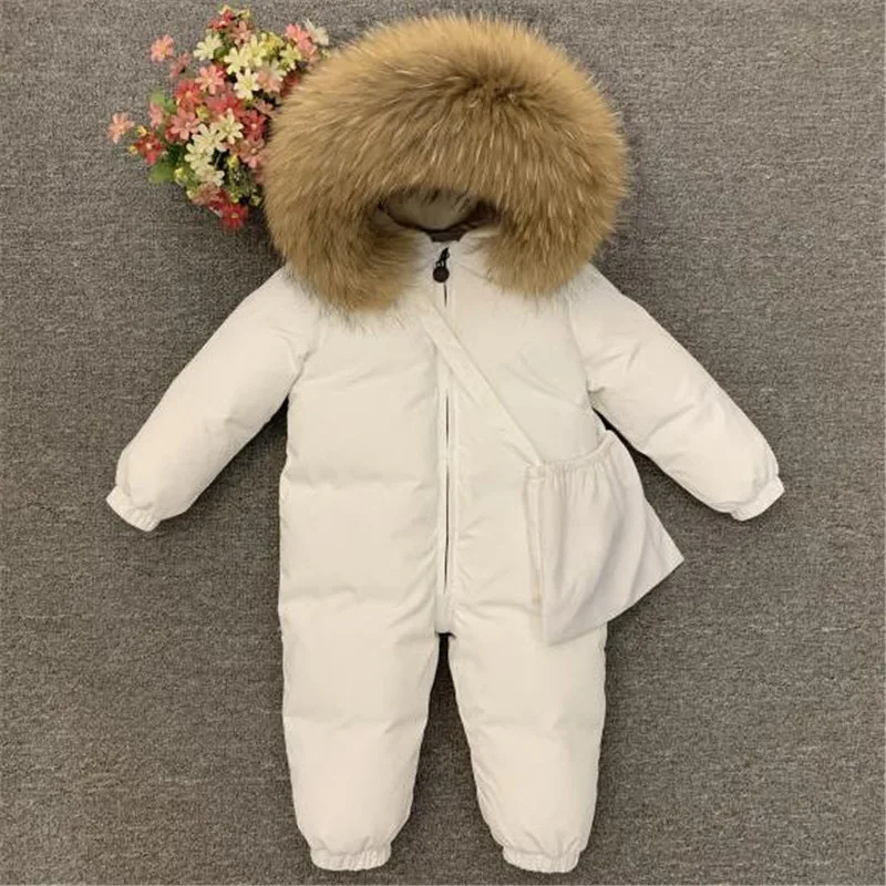 Newborn Baby Winter Down Rompers Overalls Plus Velvet Kids Thicken Warm Outerwear Coat For Toddler Boys Girls 0-5 Y Snowsuit