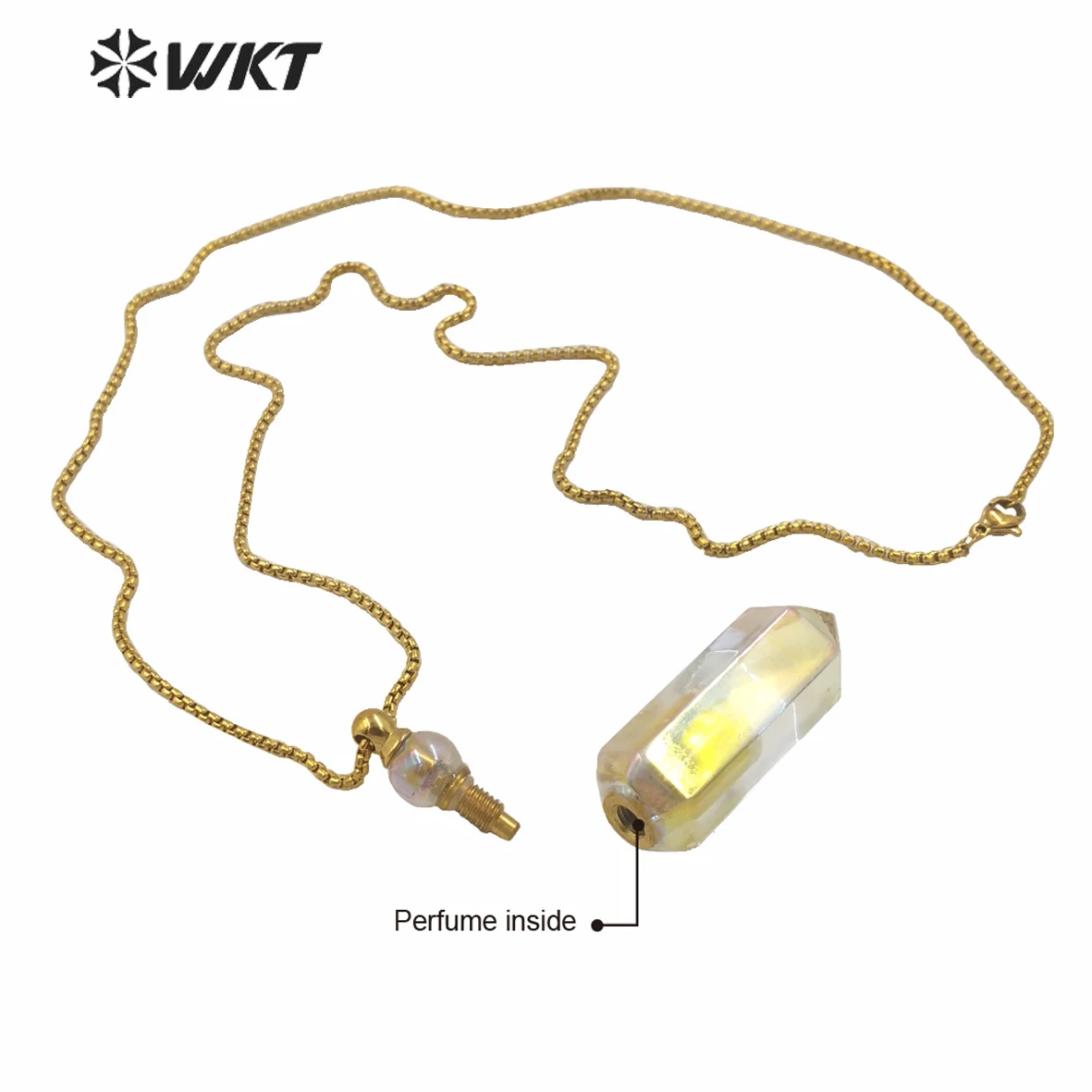 

WT-N1261 Роскошное удивительное ожерелье с эфирным маслом, бутылка с кристаллами и камнями, позолоченная цепочка, ожерелье для женщин, подарок, закуска