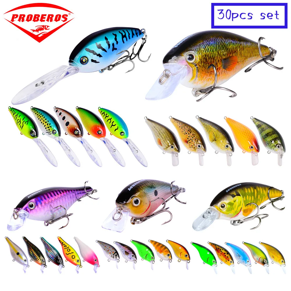 24 30 35 40pcs Fishing Lure Set Kits Crank Hook Jig Spinner Hard Artificial River Lake Saltwater Bait Attractants for Bass Trout