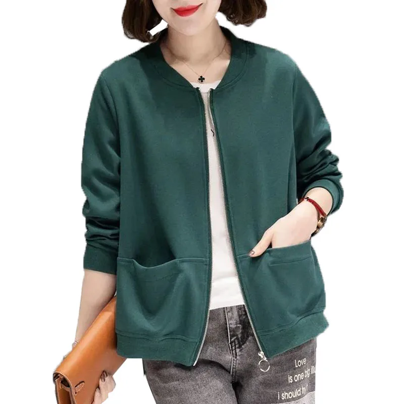 

Sweatshirt Women's Jacket 2021New Female Spring Autumn Korean Loose Stand-Up Collar Cardigan Ladies Baseball Uniform Top D1028